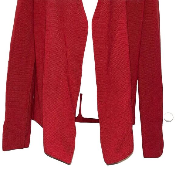 Eileen Fisher S/Petite Cardigan Medium Red Open Radish Tencel Silk Angle Front - Picture 4 of 14